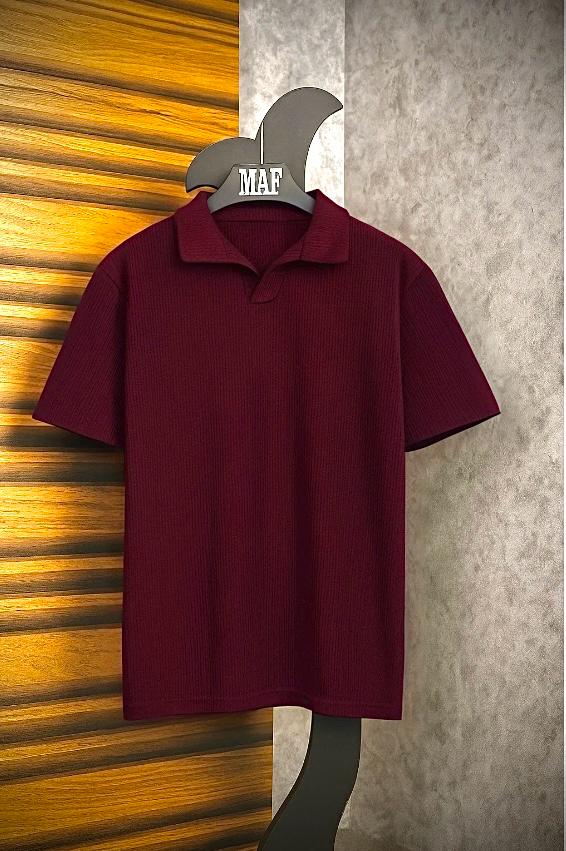 Ribbed Texture Polo T-shirt by MAF