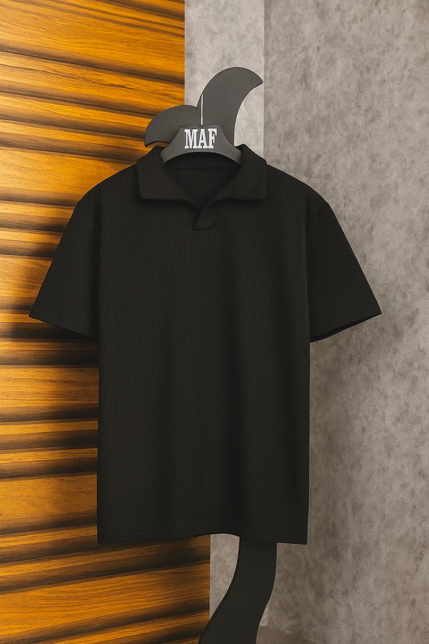 Ribbed Texture Polo T-shirt by MAF