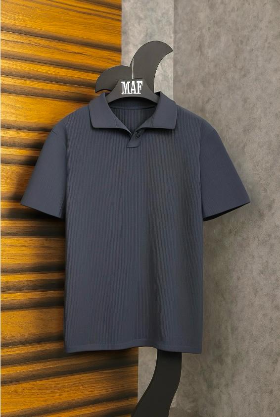 Ribbed Texture Polo T-shirt by MAF - MAF Collections
